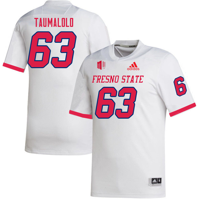 Men #63 Daniel Taumalolo Fresno State Bulldogs College Football Jerseys Sale-White